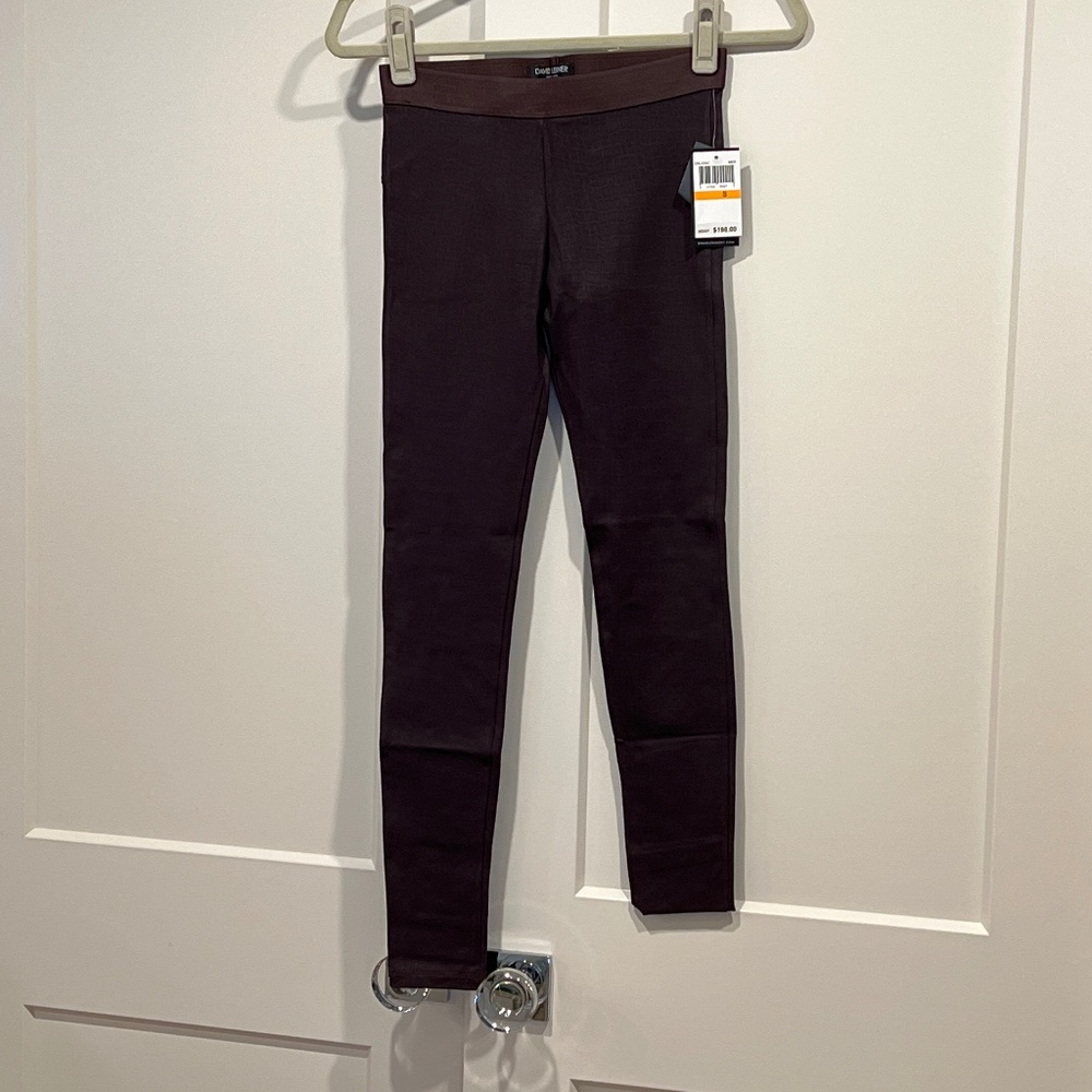 David Lerner Dark Brown Coated Leggings NWT Size S